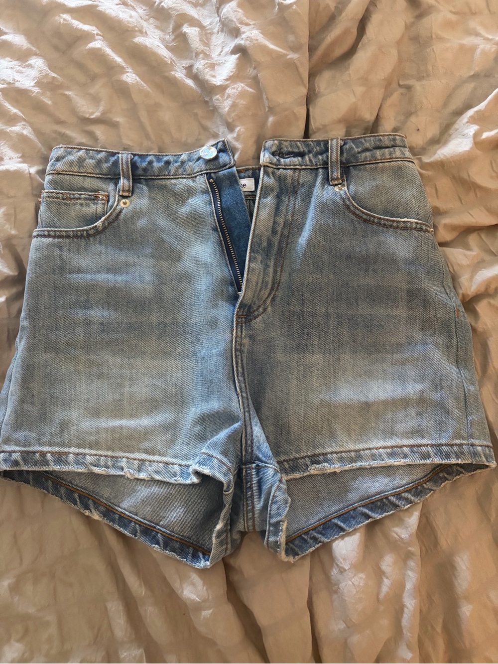 Toteme Light Blue High-Rise Denim Shorts